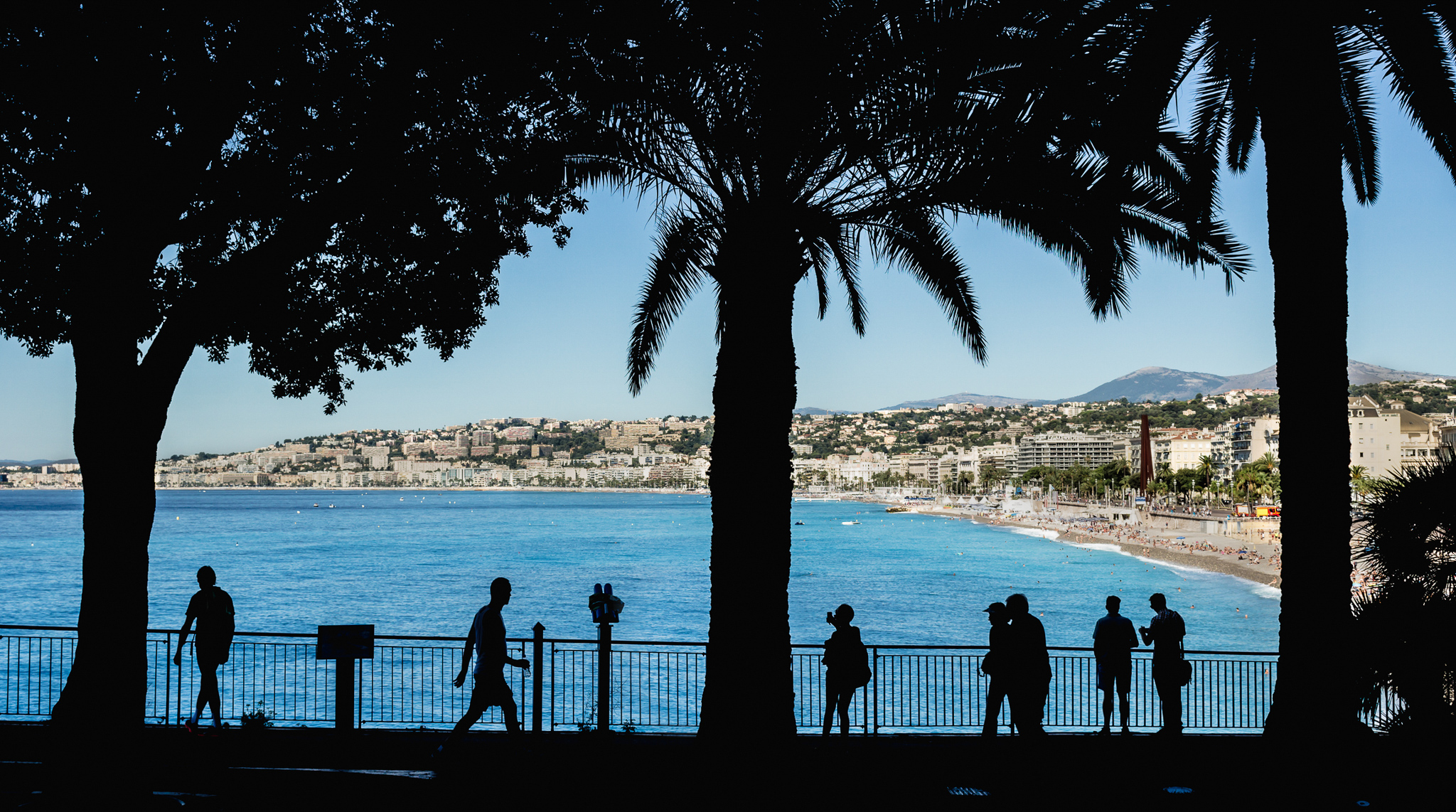Nice, Promenade des Anglais: last interventions included new trees, the electrification of the streetcar line and the reduction of the lanes for cars