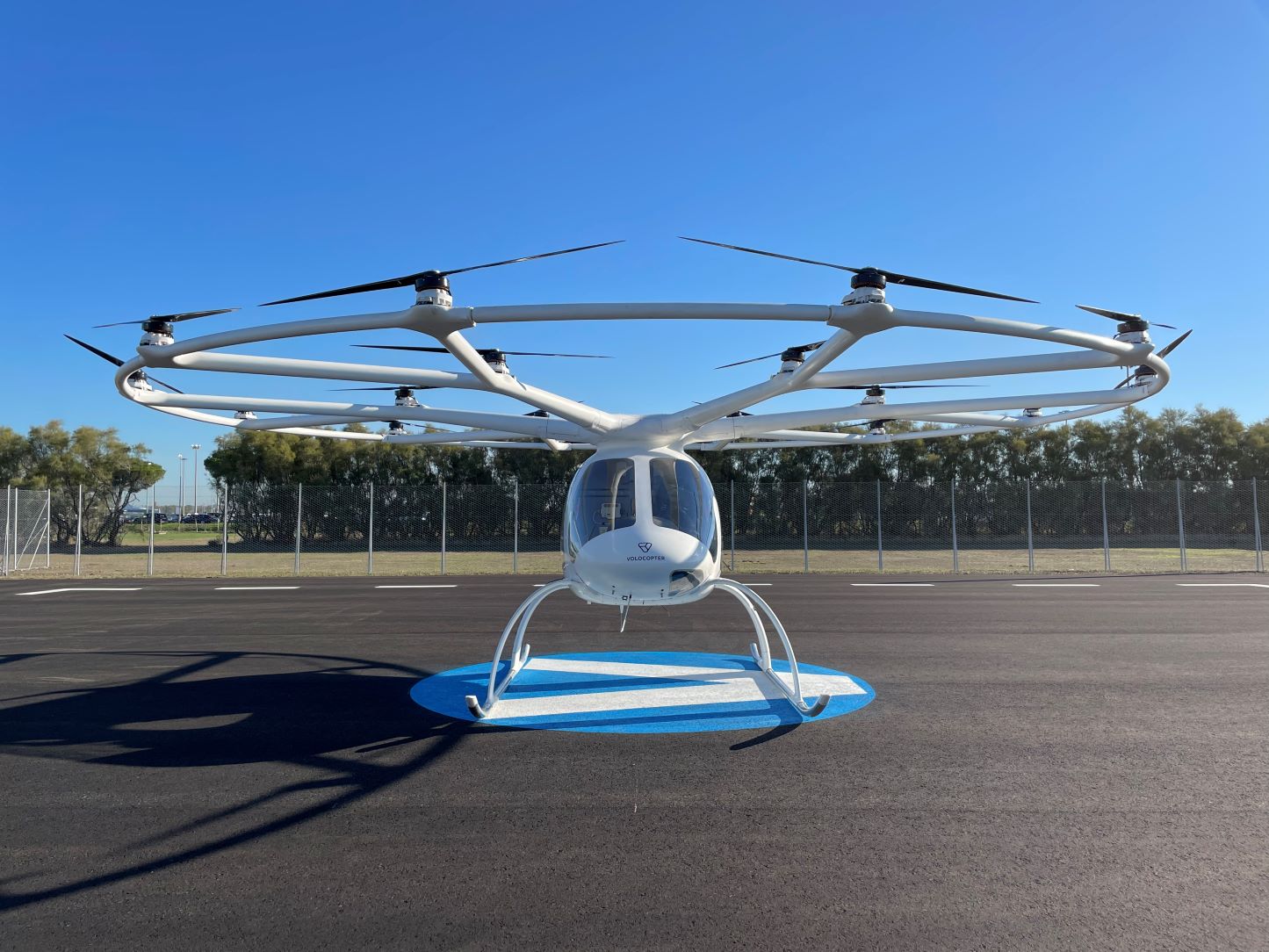 A crewed Volocopter's eVTOL took off for the first time from a vertiport in Roma Fiumicino, Italy