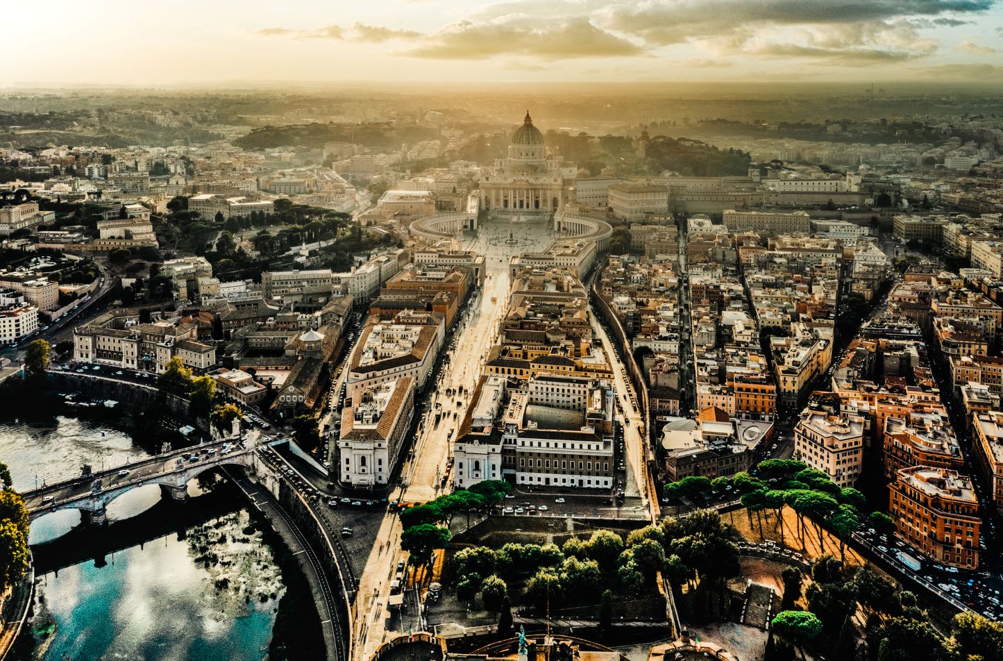 A sight of Rome from the drone