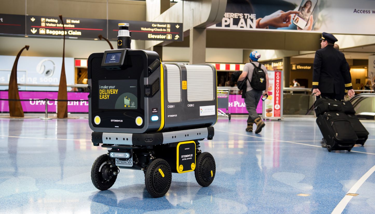 Ottobot at service in an airport