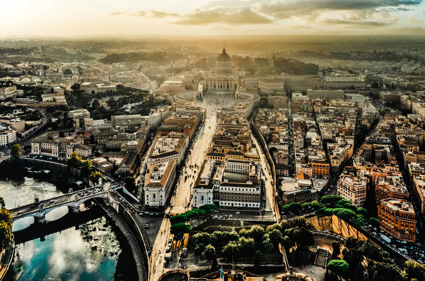 A sight of Rome from the drone